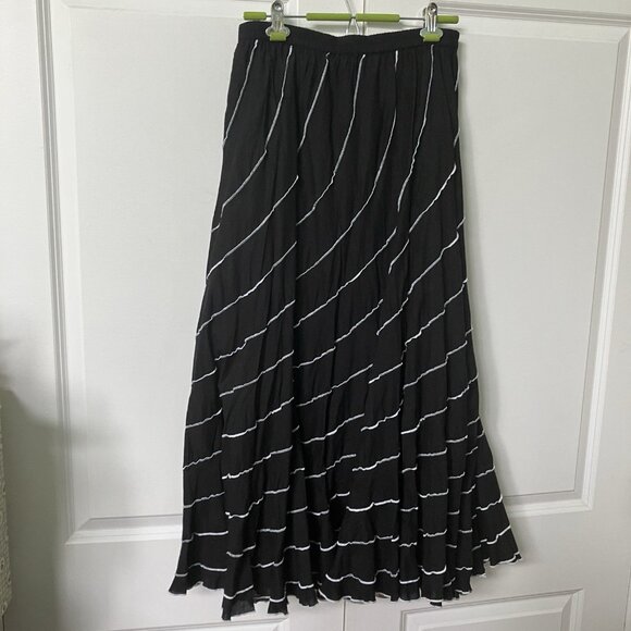 Y2K Miss Nikky Maxi Skirt Womens XL Black Tiered Flared Whimsigoth 2000s - Picture 2 of 10
